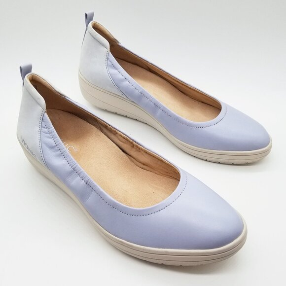 Vionic Women's Jacey Wedge Heel Size 10 Slip On Comfort Blue Haze Leather/Nubuck - Picture 3 of 16